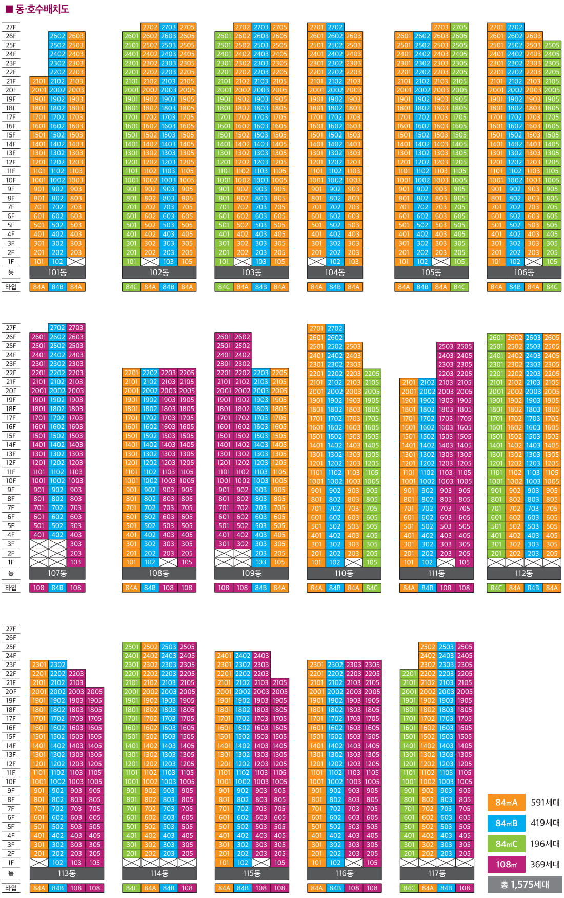 송암공원 중흥s클래스 동호배치도